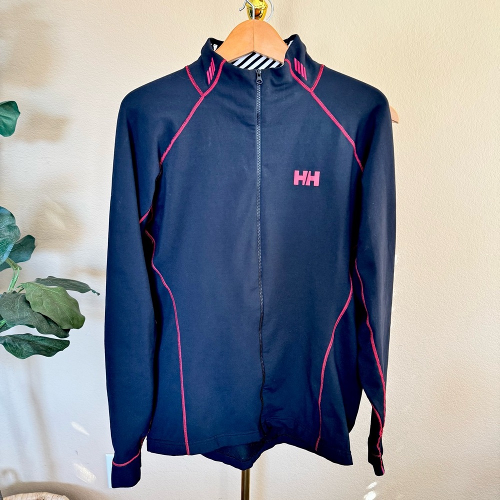 Helly Hansen Men’s Large Lifa Tech Jacket Full Zip Black Stay Dry Running Hiking